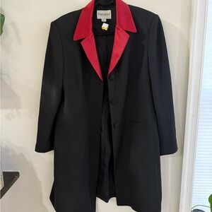 Women's Black Blazer with Red Collar